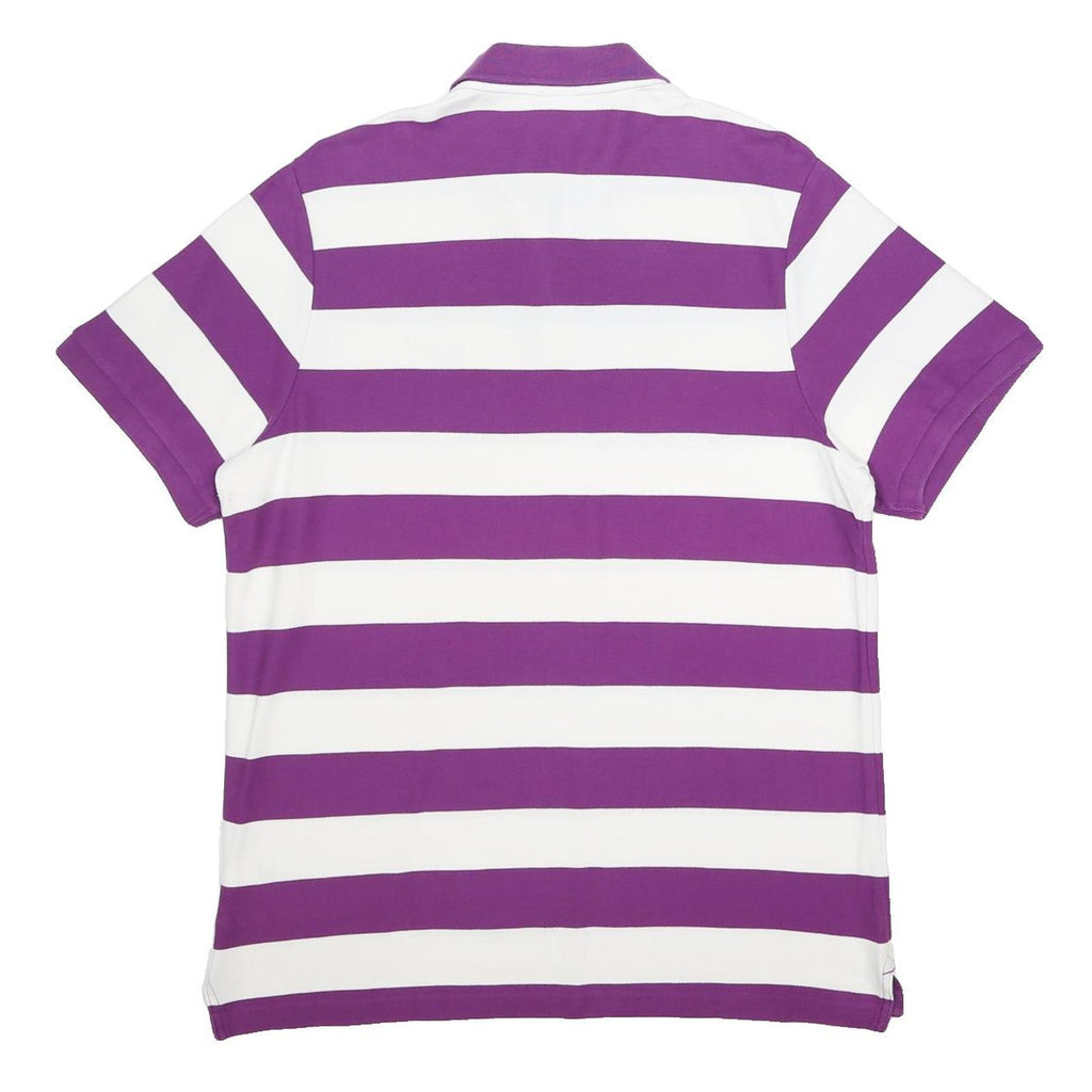 NIKE Mens Purple & White Striped Short Sleeve Polo Shirt 2XL Classic Fit Cotton