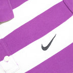 NIKE Mens Purple & White Striped Short Sleeve Polo Shirt 2XL Classic Fit Cotton