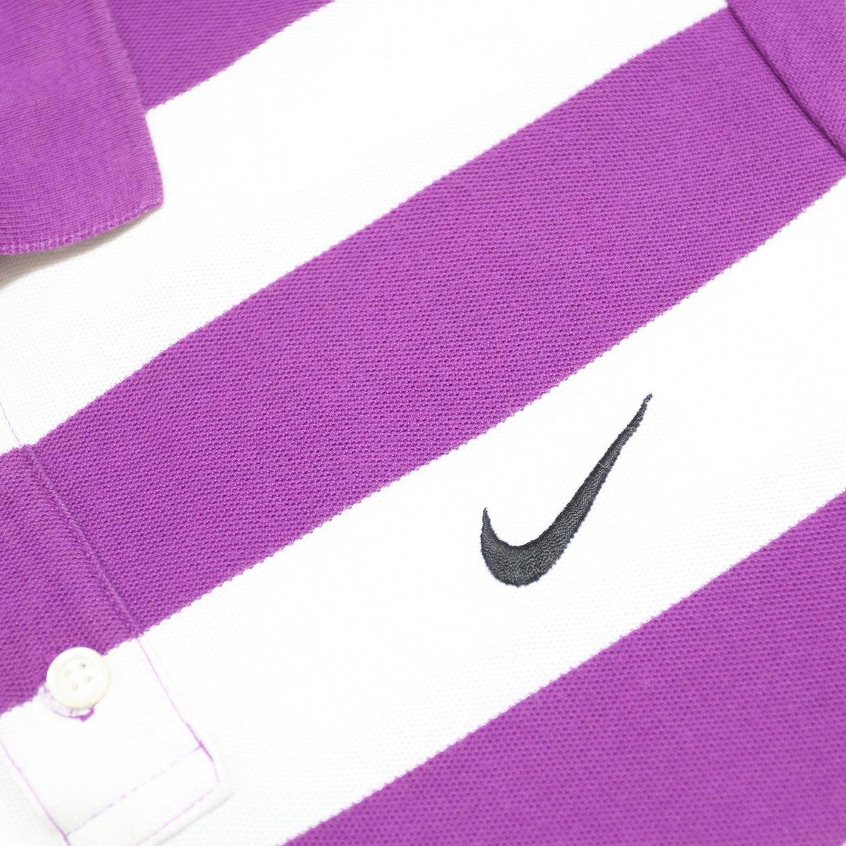 NIKE Mens Purple & White Striped Short Sleeve Polo Shirt 2XL Classic Fit Cotton