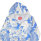 GUESS Womens Blue & White Printed Zip Jacket S Polyester Lightweight Hooded
