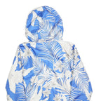 GUESS Womens Blue & White Printed Zip Jacket S Polyester Lightweight Hooded