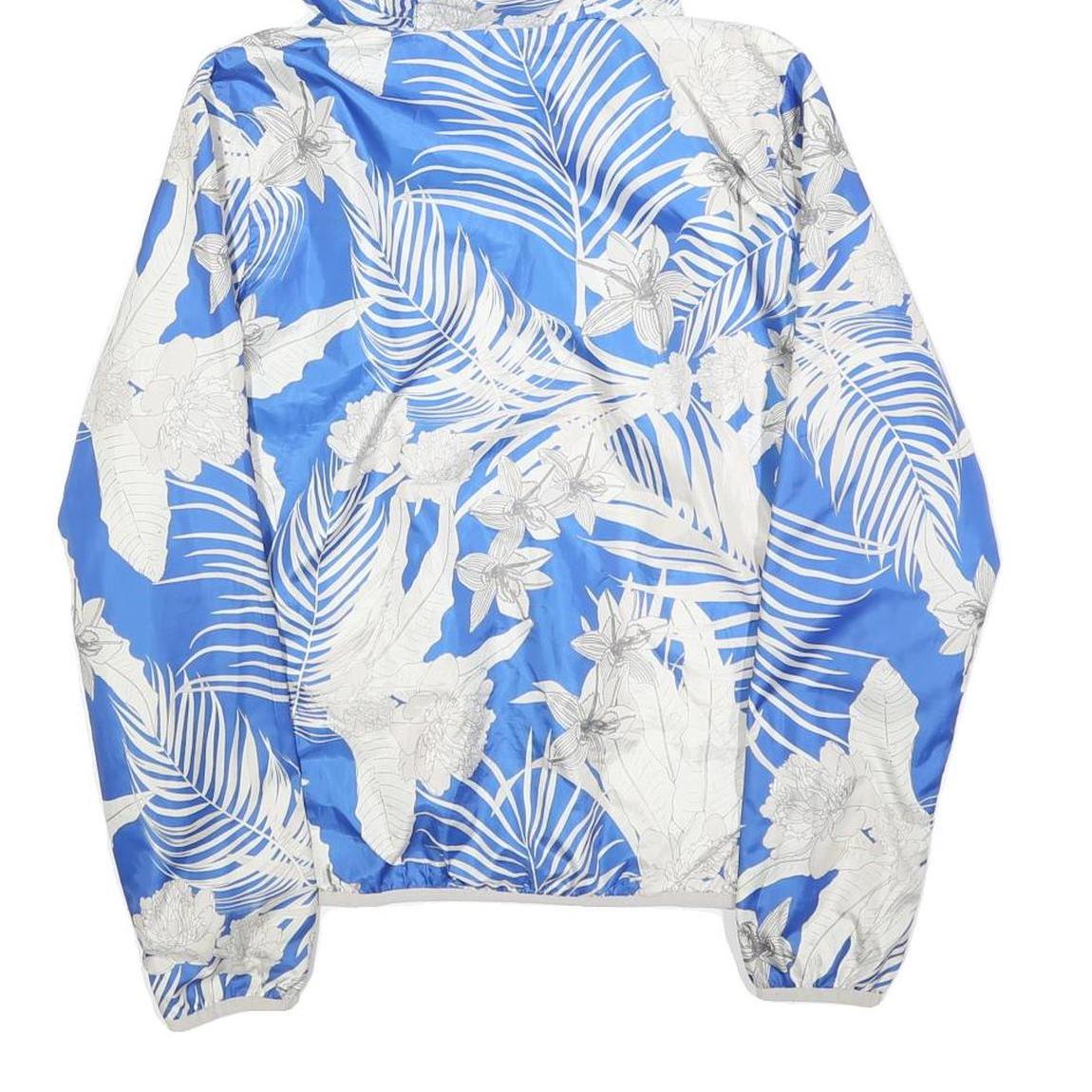 GUESS Womens Blue & White Printed Zip Jacket S Polyester Lightweight Hooded