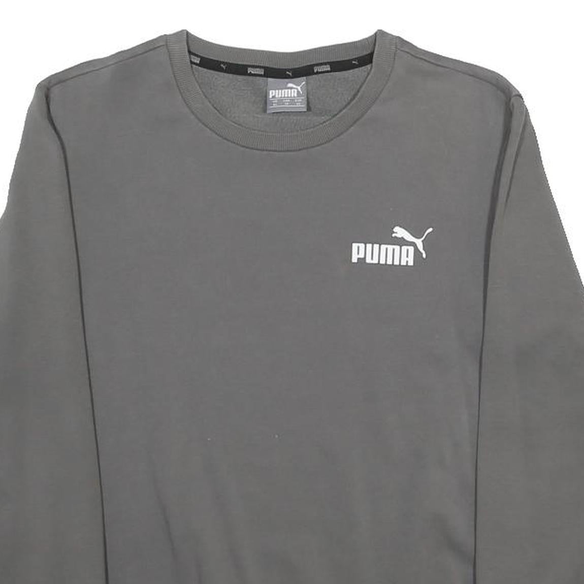 PUMA Mens Grey XS Crew Neck Cotton Blend Sweatshirt Logo Print Casual