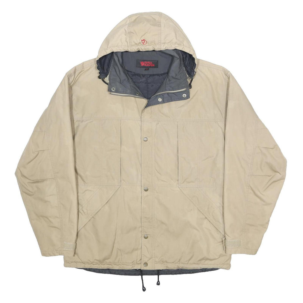 FJALLRAVEN Mens Beige Cotton Blend Zip Jacket M Outdoor Casual Lightweight