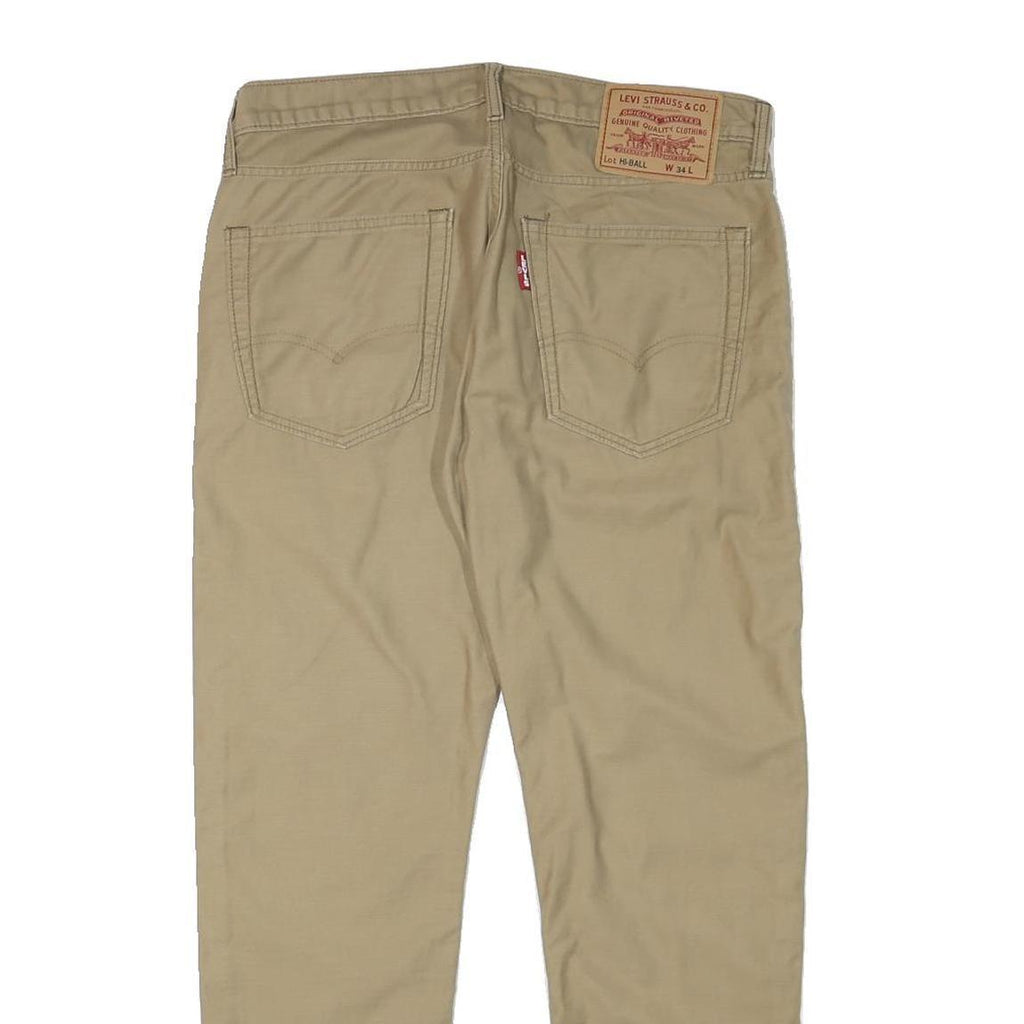 LEVI'S Mens Cotton Blend Beige Slim Slim Leg Trousers W33 L28 Casual Classic Zip