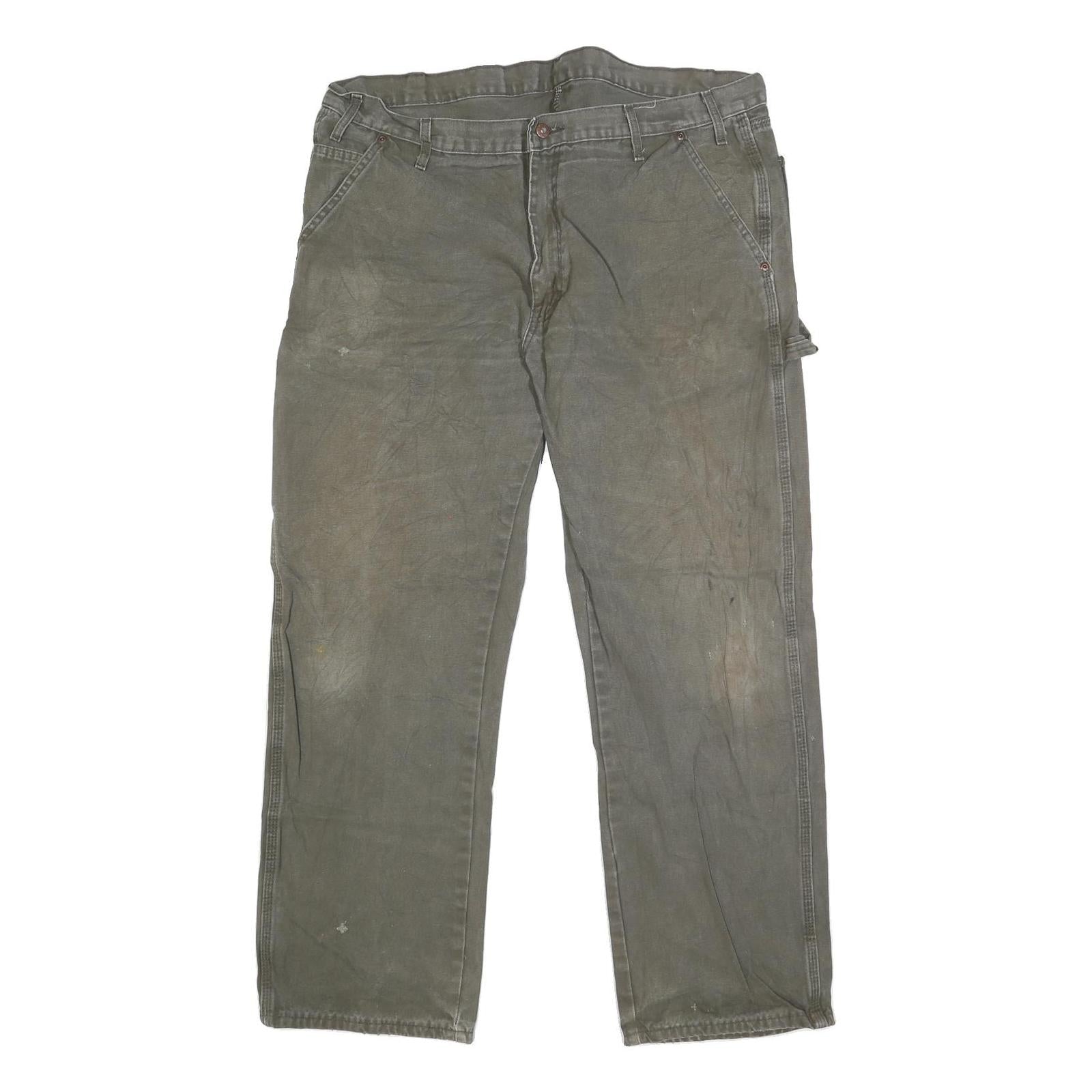 DICKIES Mens Green Regular Straight Denim Cotton Blend Medium W40 L31 Workwear