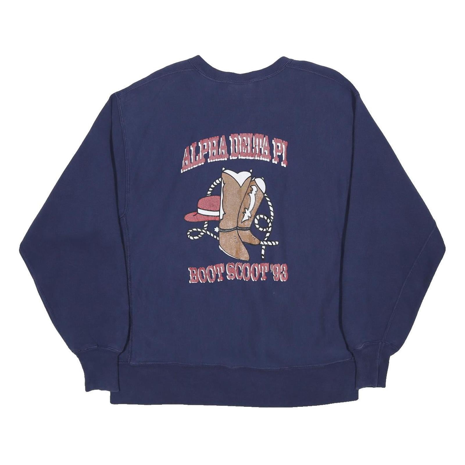LEE Mens Navy Blue Alpha Delta Pi Crew Neck XL Sweatshirt Boot