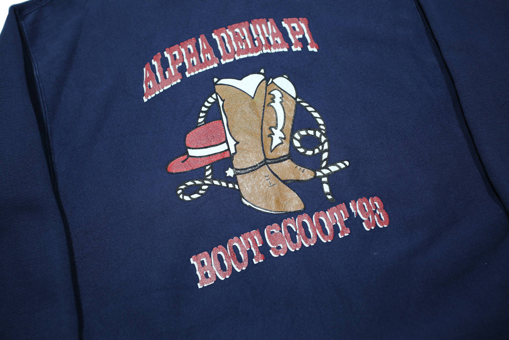 LEE Mens Navy Blue Alpha Delta Pi Crew Neck XL Sweatshirt Boot Scoot 93