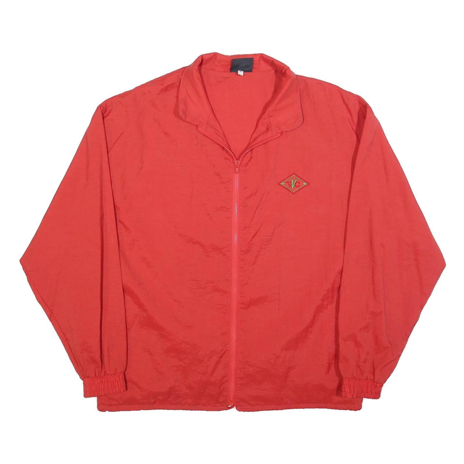 VVC Mens Red Nylon Jacket S Plain Zip Lightweight Casual