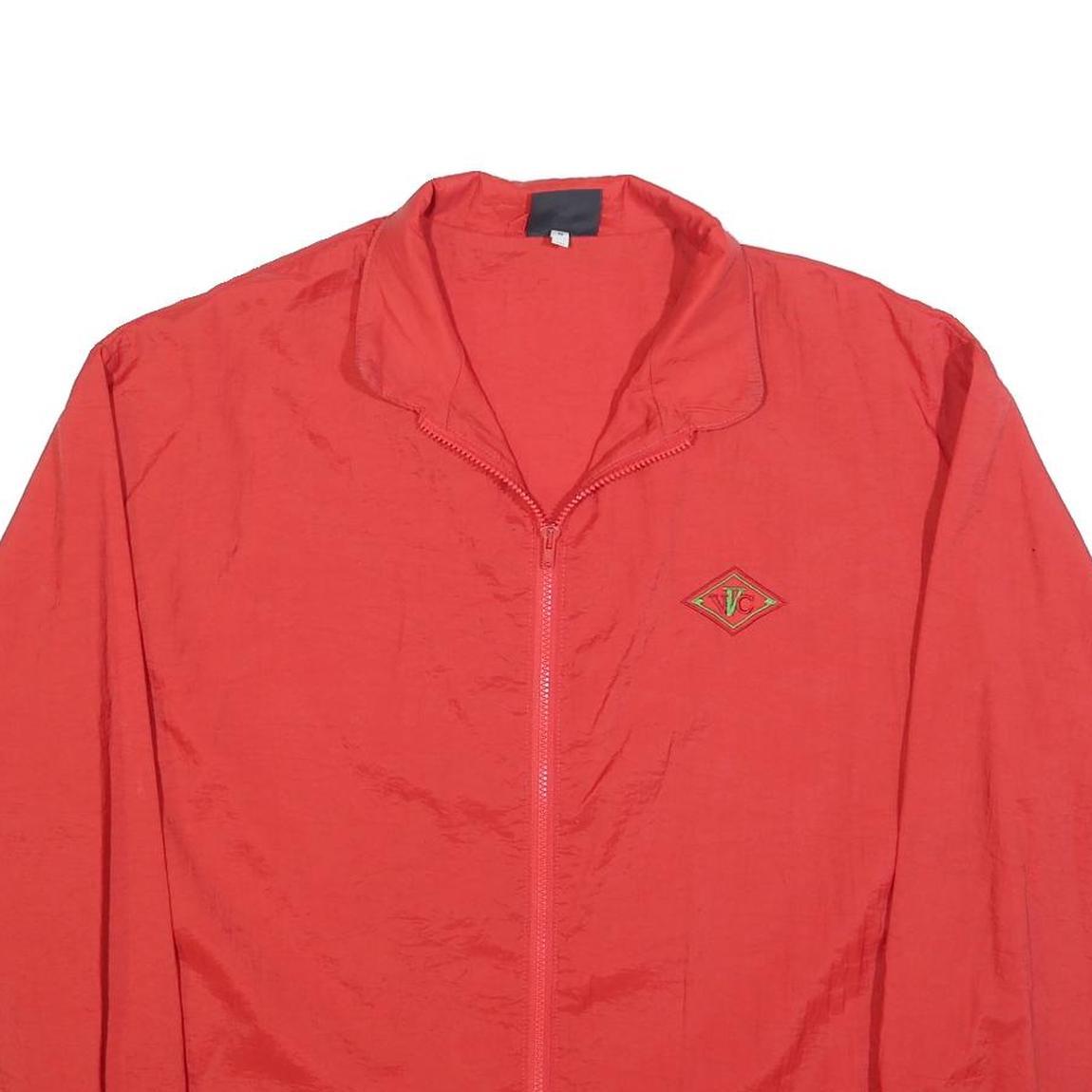 VVC Mens Red Nylon Jacket S Plain Zip Lightweight Casual