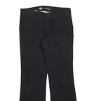 DICKIES Womens Cotton Blend Black Slim Flared Trousers W32 L32 Workwear Zip