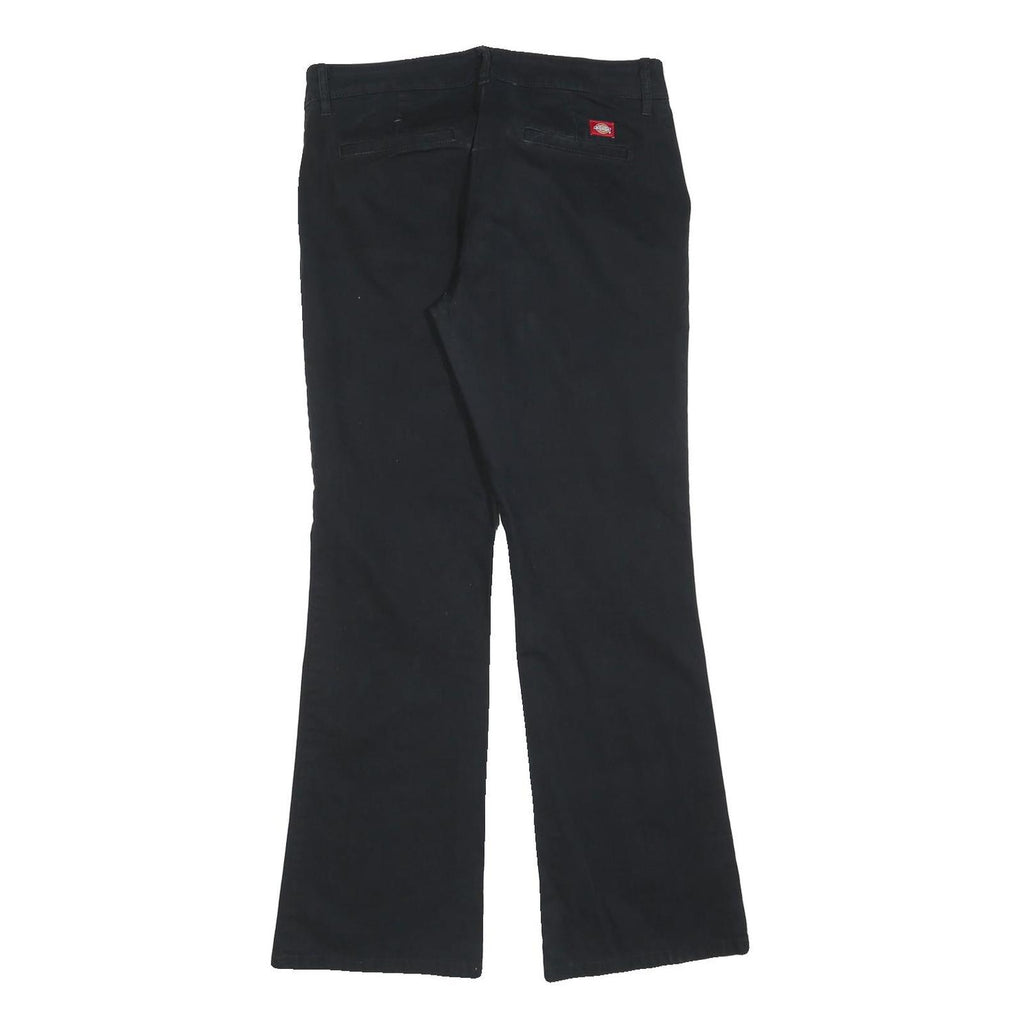 DICKIES Womens Cotton Blend Black Slim Flared Trousers W32 L32 Workwear Zip