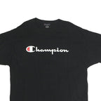 CHAMPION Mens Black XL Graphic T-Shirt Short Sleeve Crew Neck Cotton Casual