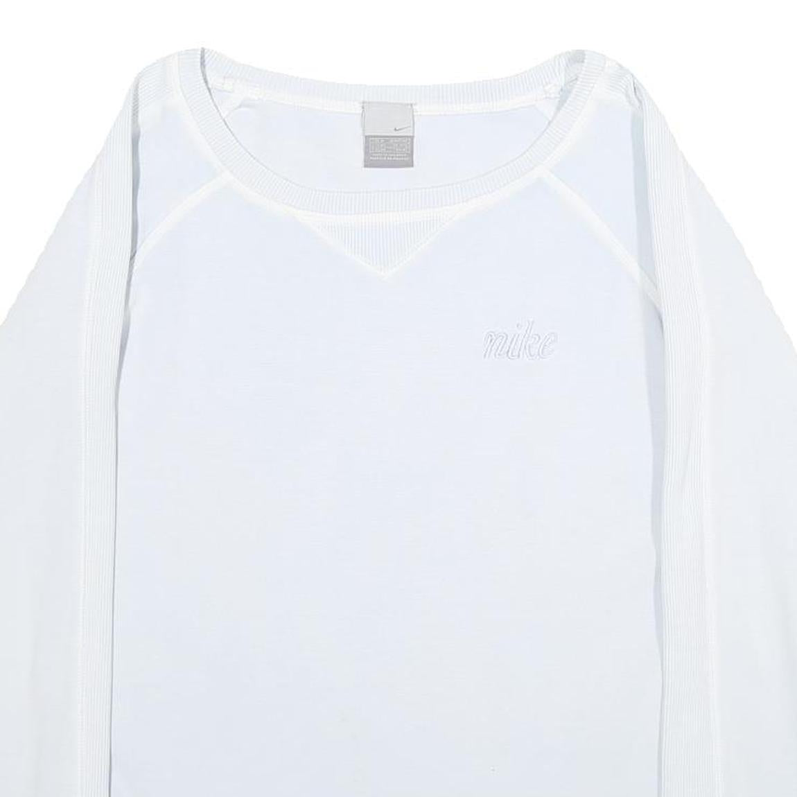 NIKE Womens White Crew Neck M Cotton Blend Sweatshirt Casual Lightweight