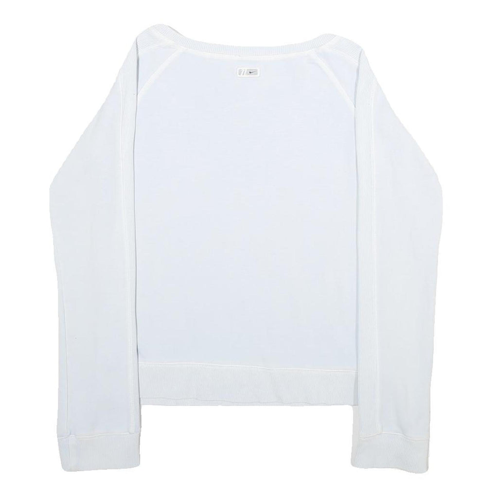 NIKE Womens White Crew Neck M Cotton Blend Sweatshirt Casual Lightweight