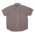 DICKIES Mens Red & White Check Western Shirt L Classic Summer Workwear