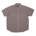 DICKIES Mens Red & White Check Western Shirt L Classic Summer Workwear