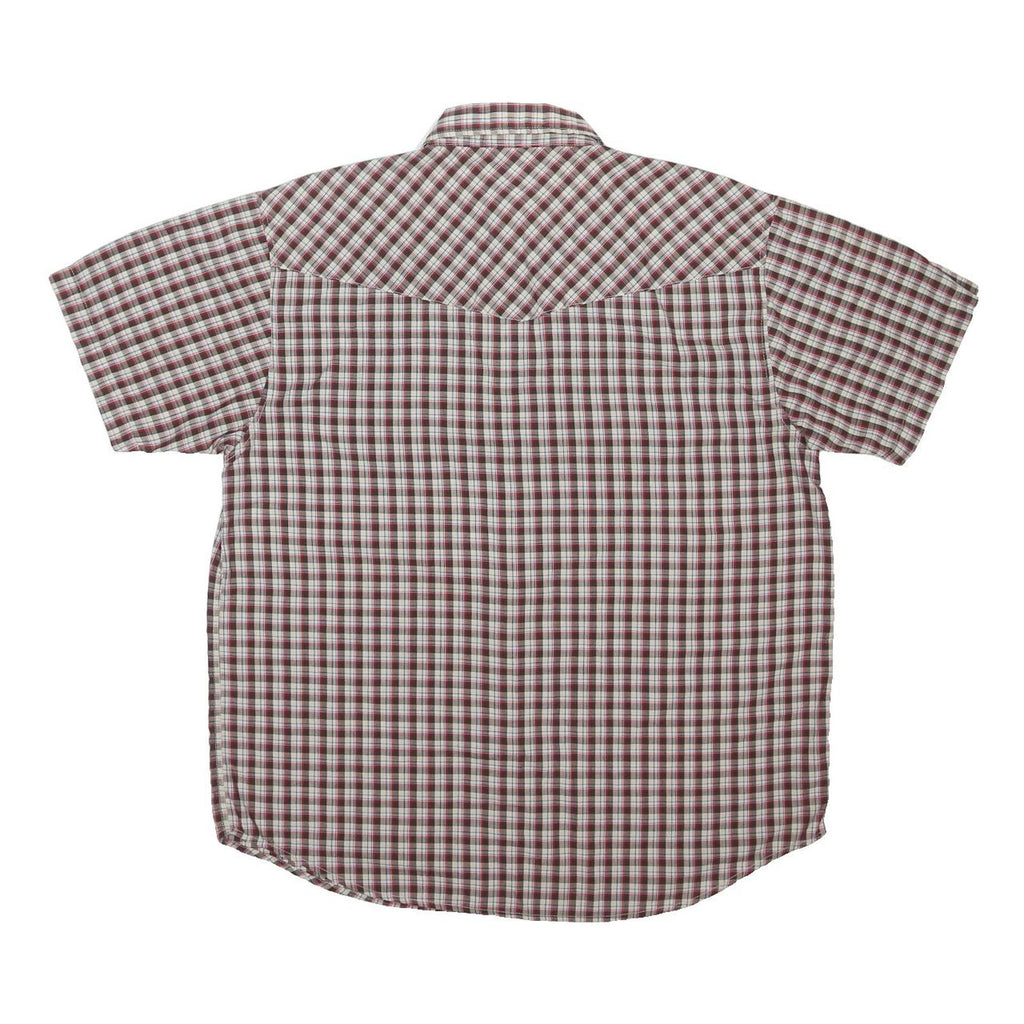 DICKIES Mens Red & White Check Western Shirt L Classic Summer Workwear