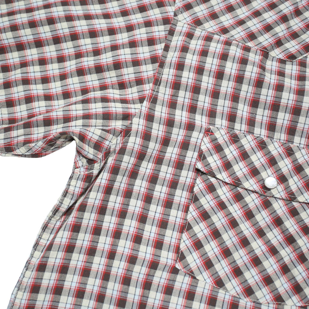 DICKIES Mens Red & White Check Western Shirt L Classic Summer Workwear