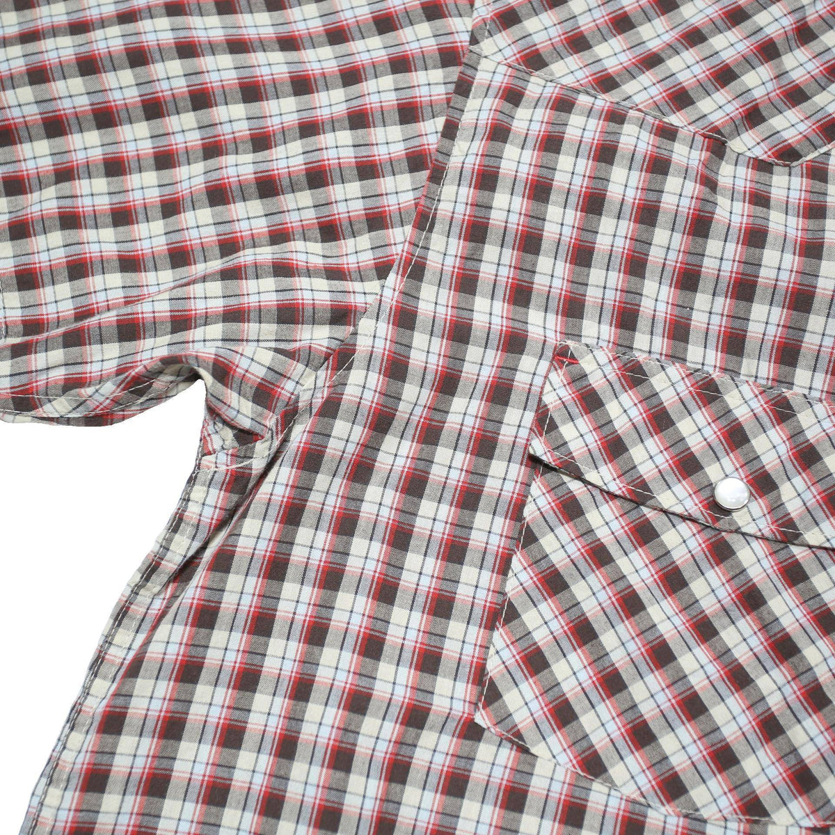 DICKIES Mens Red & White Check Western Shirt L Classic Summer Workwear