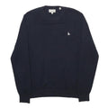 JACK WILLS Mens Navy Plain Jumper Crew Neck Basic Knit M Cotton Blend Casual