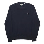 JACK WILLS Mens Navy Plain Jumper Crew Neck Basic Knit M Cotton Blend Casual