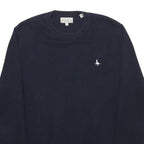 JACK WILLS Mens Navy Plain Jumper Crew Neck Basic Knit M Cotton Blend Casual