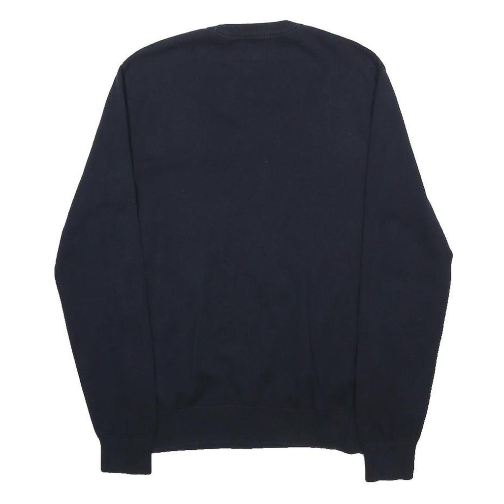 JACK WILLS Mens Navy Plain Jumper Crew Neck Basic Knit M Cotton Blend Casual