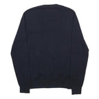 JACK WILLS Mens Navy Plain Jumper Crew Neck Basic Knit M Cotton Blend Casual