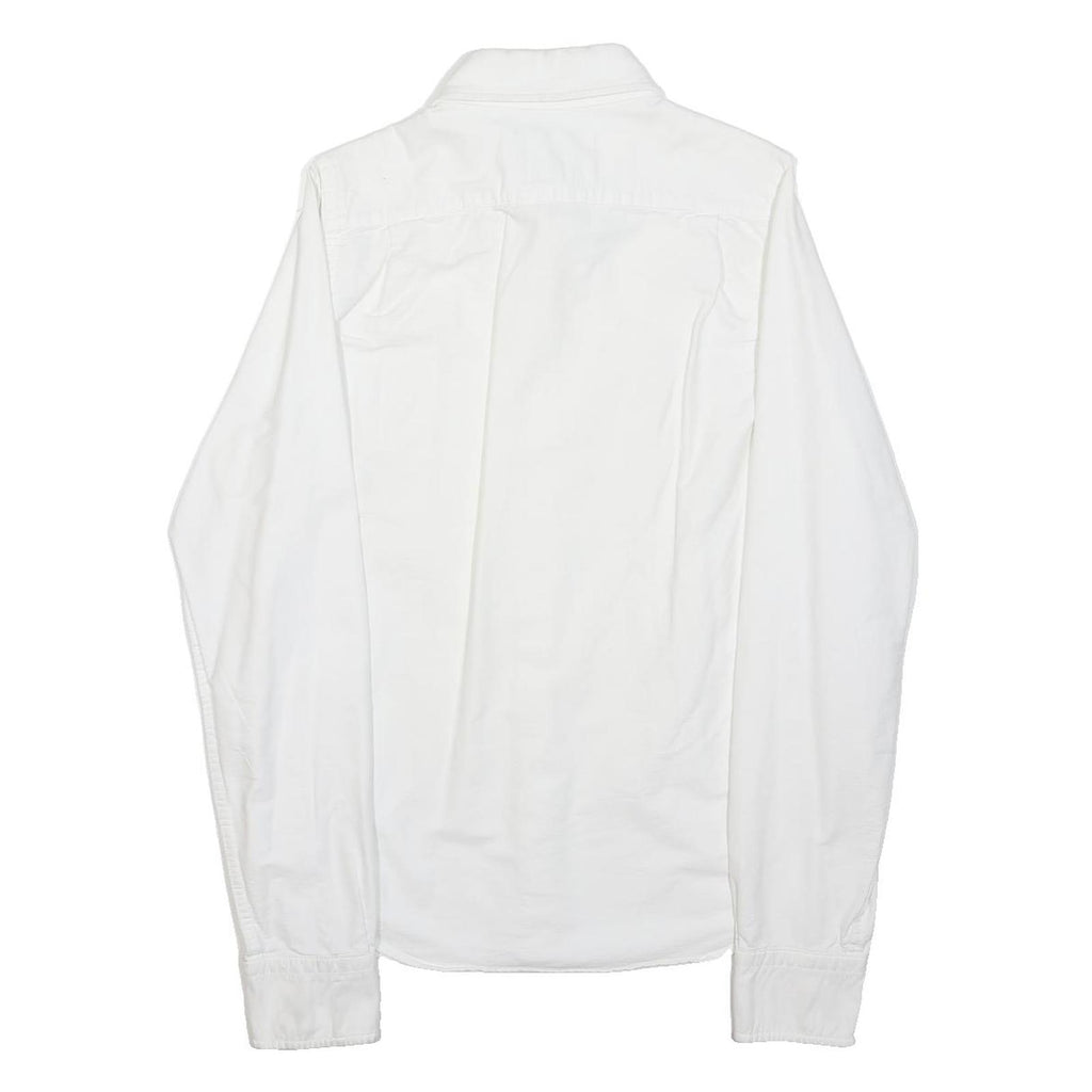ABERCROMBIE & FITCH Mens White Plain Shirt S Cotton Casual Button-Down