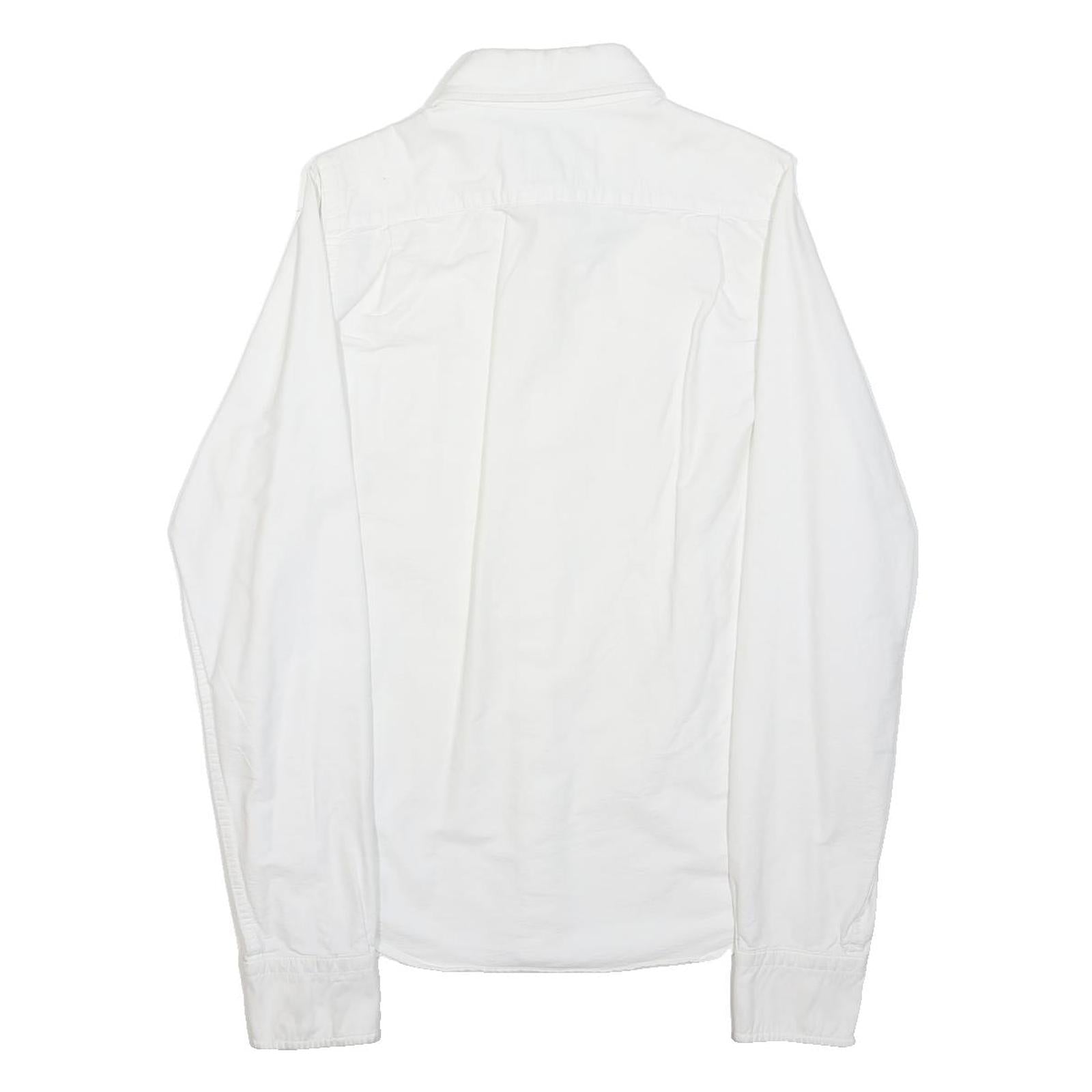 ABERCROMBIE & FITCH Mens White Plain Shirt S Cotton Casual Button-Down