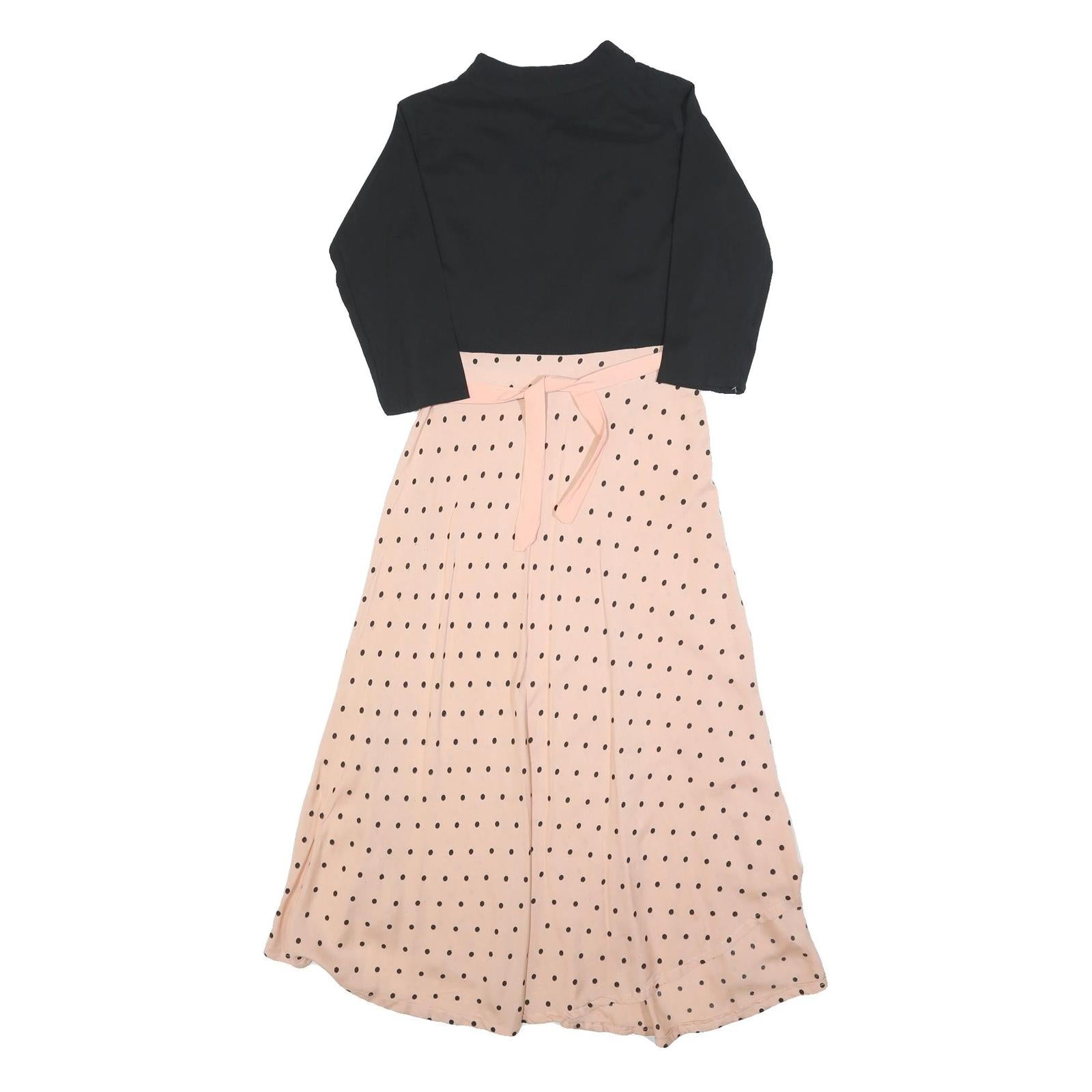 DREAMGIRL Womens Black & Beige Polka Dot Day Cotton Blend Dress XS Polka Dot