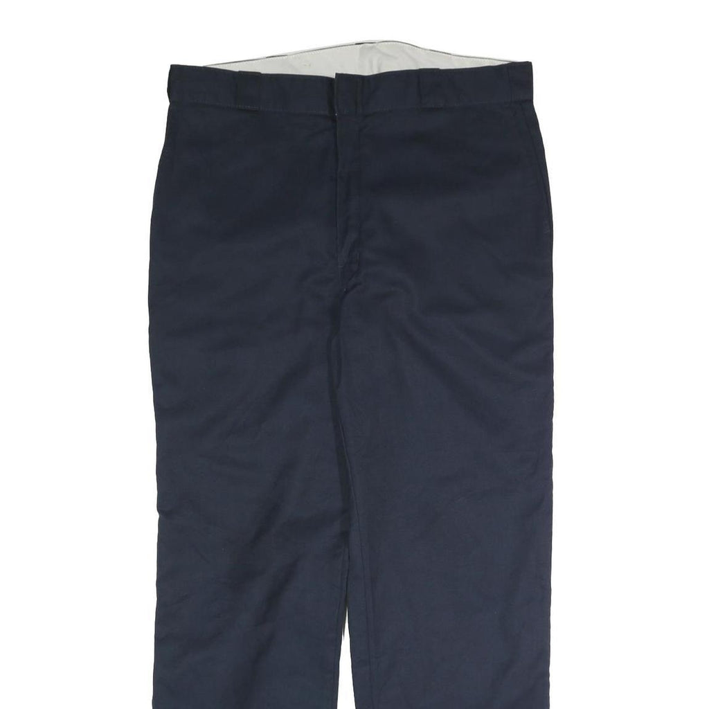 DICKIES Mens Regular Fit Cotton Blend Navy Blue Trousers W37 L31 Workwear Casual