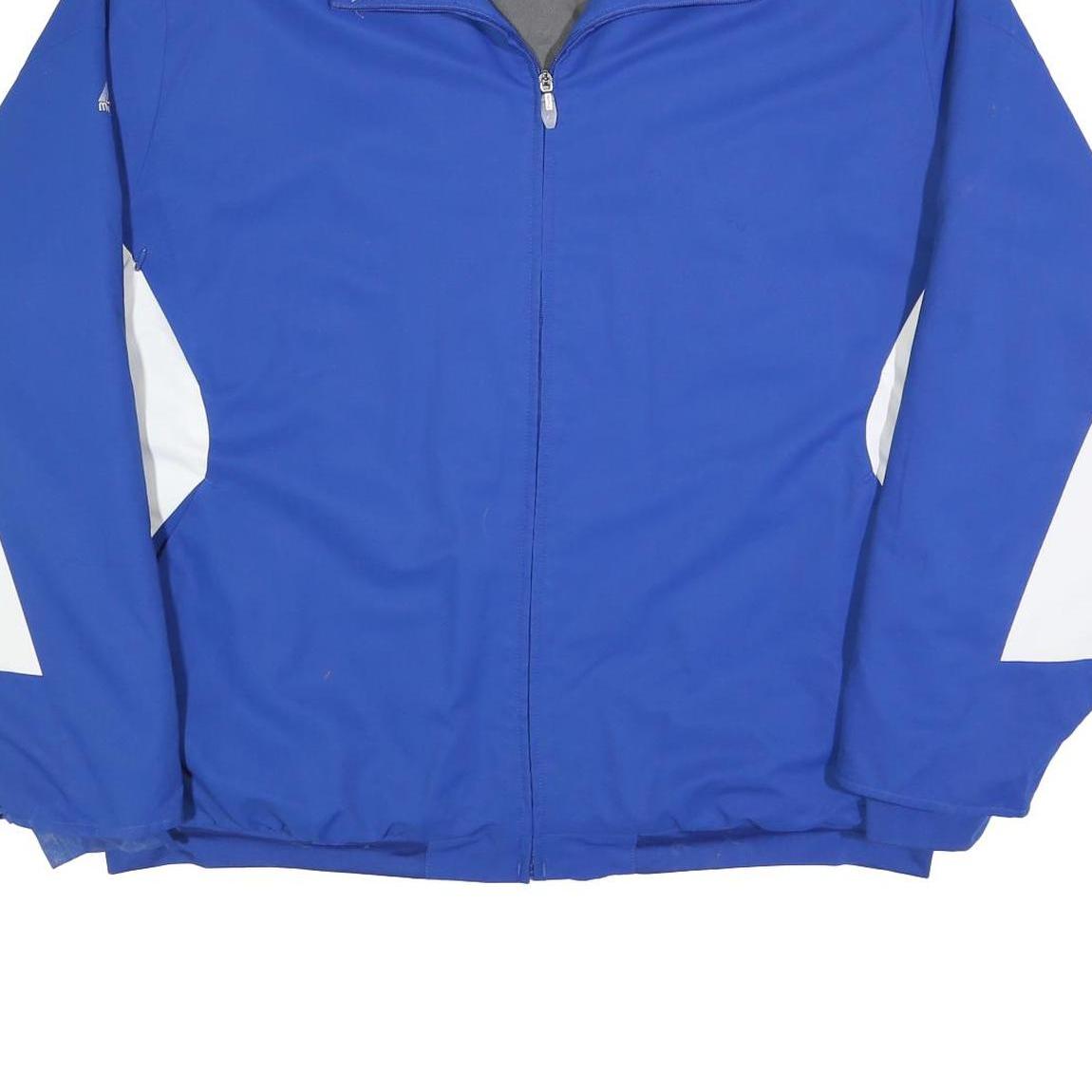 MAJESTIC Mens Blue & White Zip Jacket 2XL Polyester Sportswear Casual Outerwear
