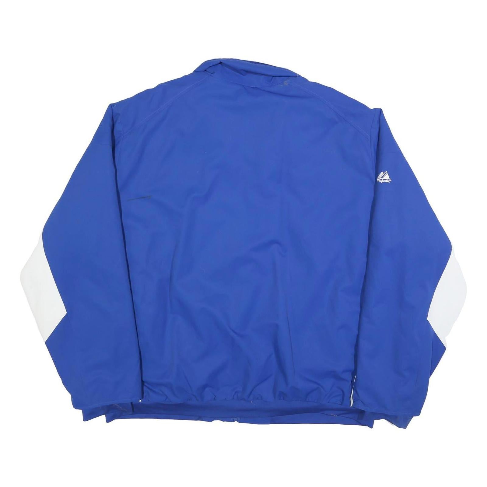 MAJESTIC Mens Blue & White Zip Jacket 2XL Polyester Sportswear Casual Outerwear