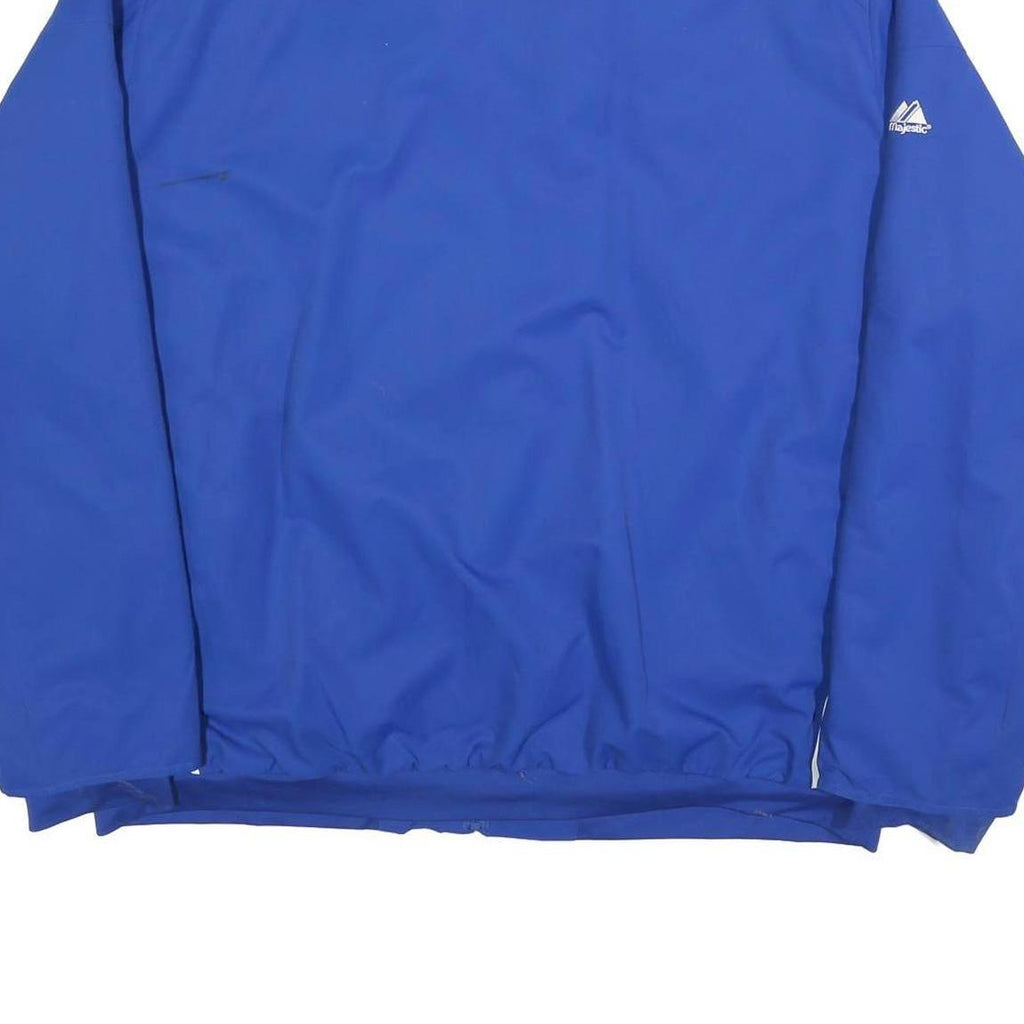 MAJESTIC Mens Blue & White Zip Jacket 2XL Polyester Sportswear Casual Outerwear