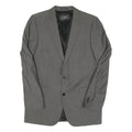 Mens Grey Wool Blend Classic Tailored Jacket L Button Closure Plain Formal