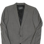 Mens Grey Wool Blend Classic Tailored Jacket L Button Closure Plain Formal