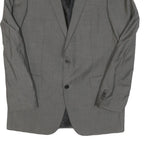 Mens Grey Wool Blend Classic Tailored Jacket L Button Closure Plain Formal