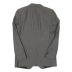 Mens Grey Wool Blend Classic Tailored Jacket L Button Closure Plain Formal