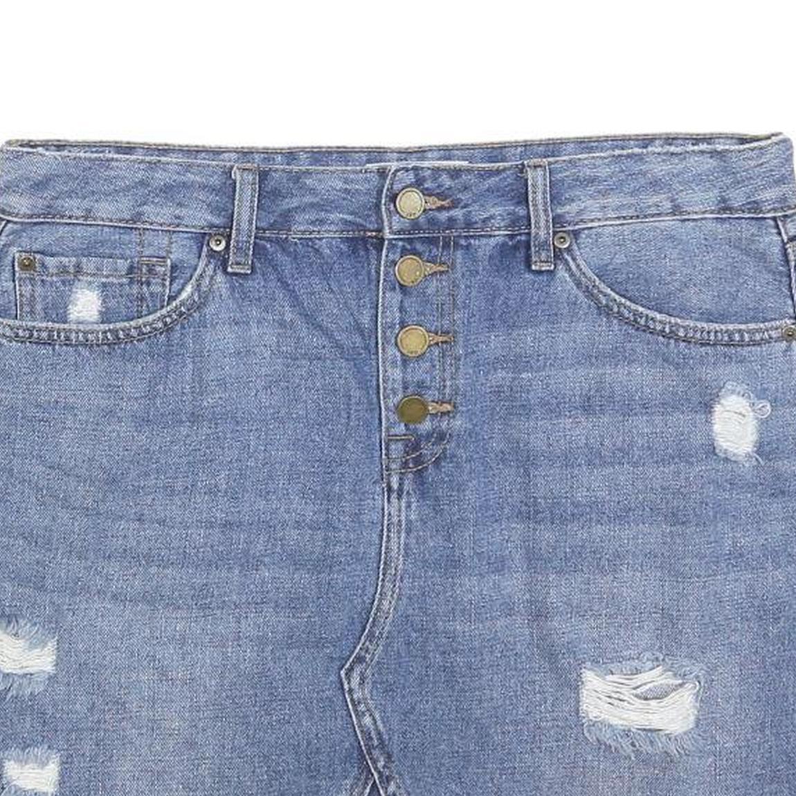 JBD Womens Blue Denim Mini Cotton Blend Distressed Skirt L Casual Summer
