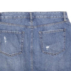 JBD Womens Blue Denim Mini Cotton Blend Distressed Skirt L Casual Summer