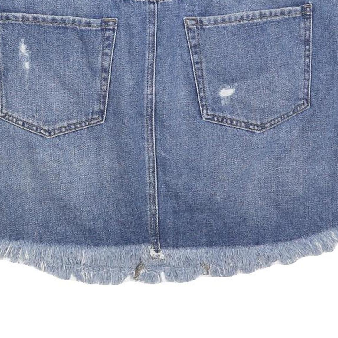 JBD Womens Blue Denim Mini Cotton Blend Distressed Skirt L Casual Summer