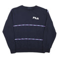 FILA Mens Navy Blue Sweatshirt M Crew Neck Cotton Blend Pullover Logo Tape