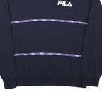 FILA Mens Navy Blue Sweatshirt M Crew Neck Cotton Blend Pullover Logo Tape