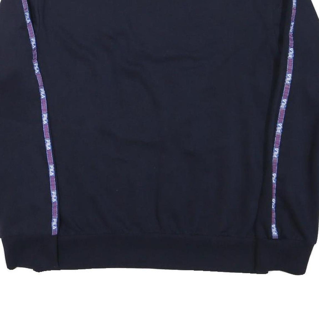 FILA Mens Navy Blue Sweatshirt M Crew Neck Cotton Blend Pullover Logo Tape