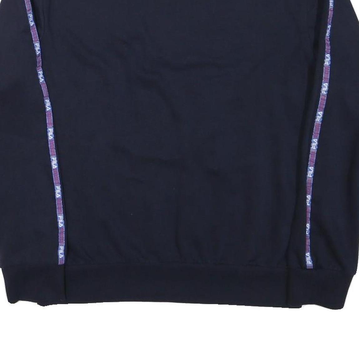 FILA Mens Navy Blue Sweatshirt M Crew Neck Cotton Blend Pullover Logo Tape