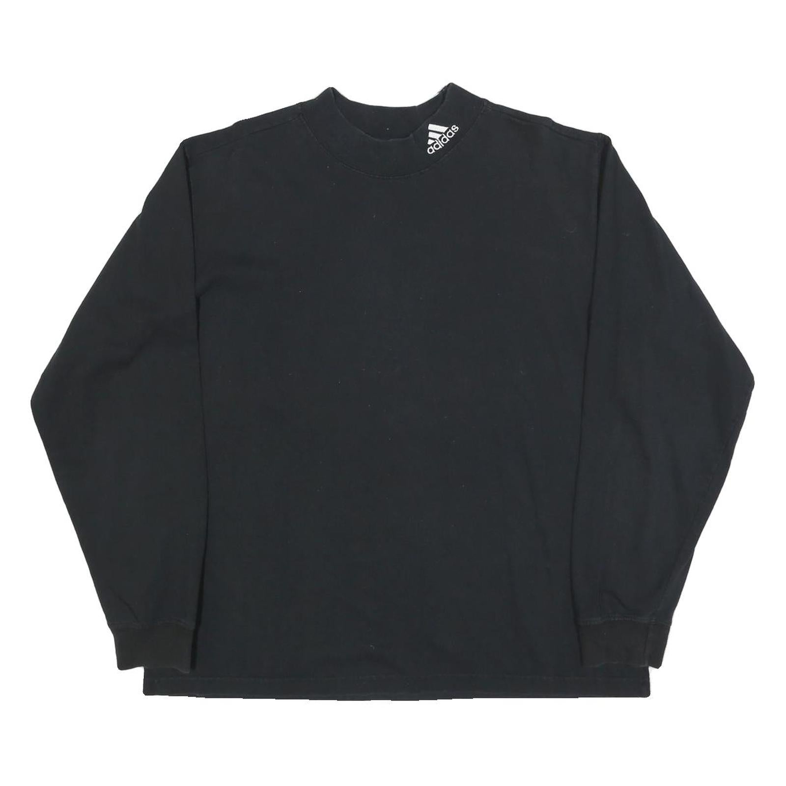 ADIDAS Mens Black Classic Long Sleeve Crew Neck Cotton Blend M T-Shirt