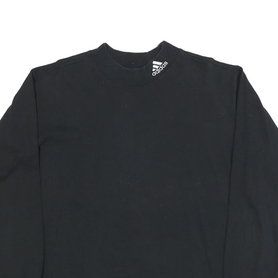 ADIDAS Mens Black Classic Long Sleeve Crew Neck Cotton Blend M T-Shirt