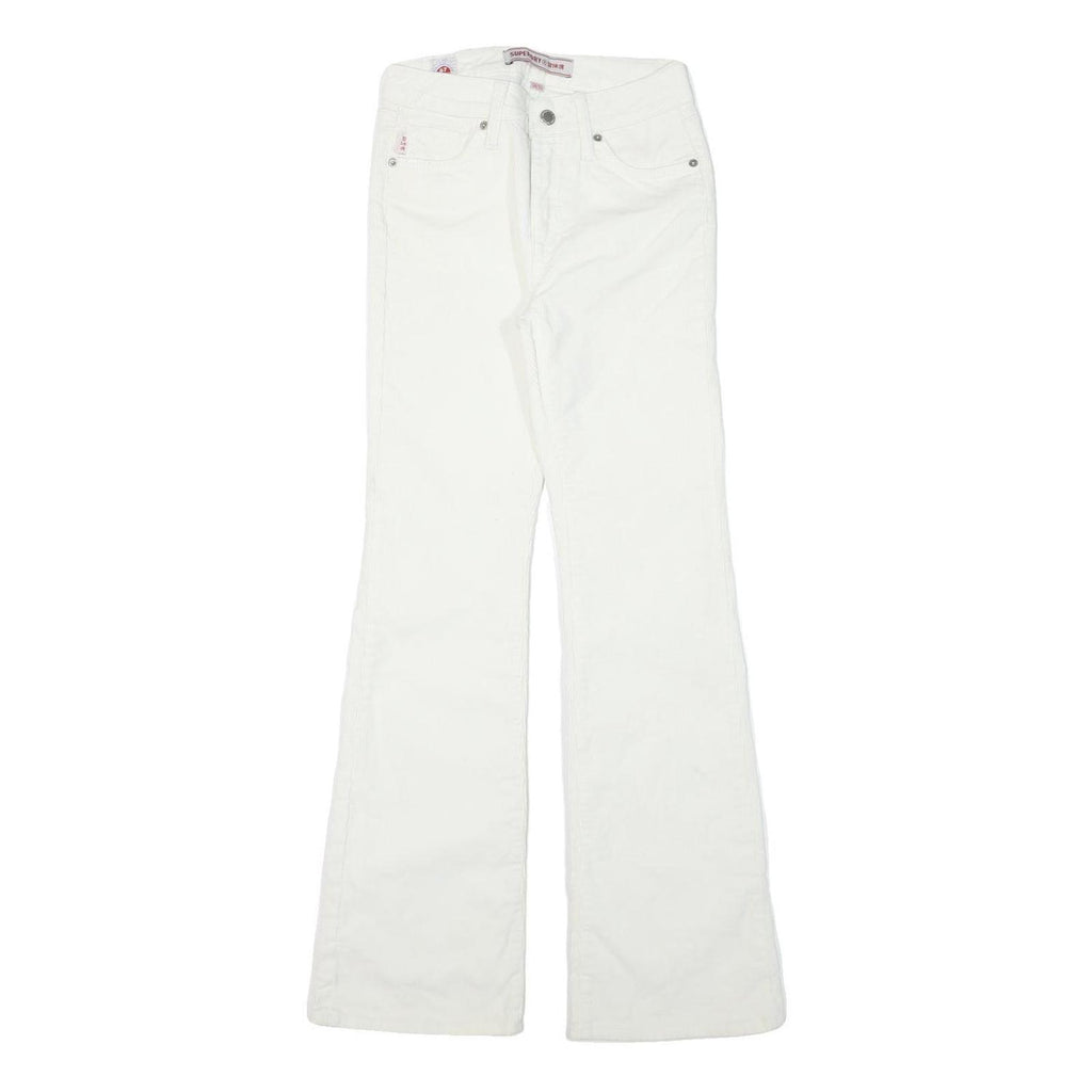 SUPERDRY Womens White Cotton Blend Regular Fit Flared Trousers W25 L30